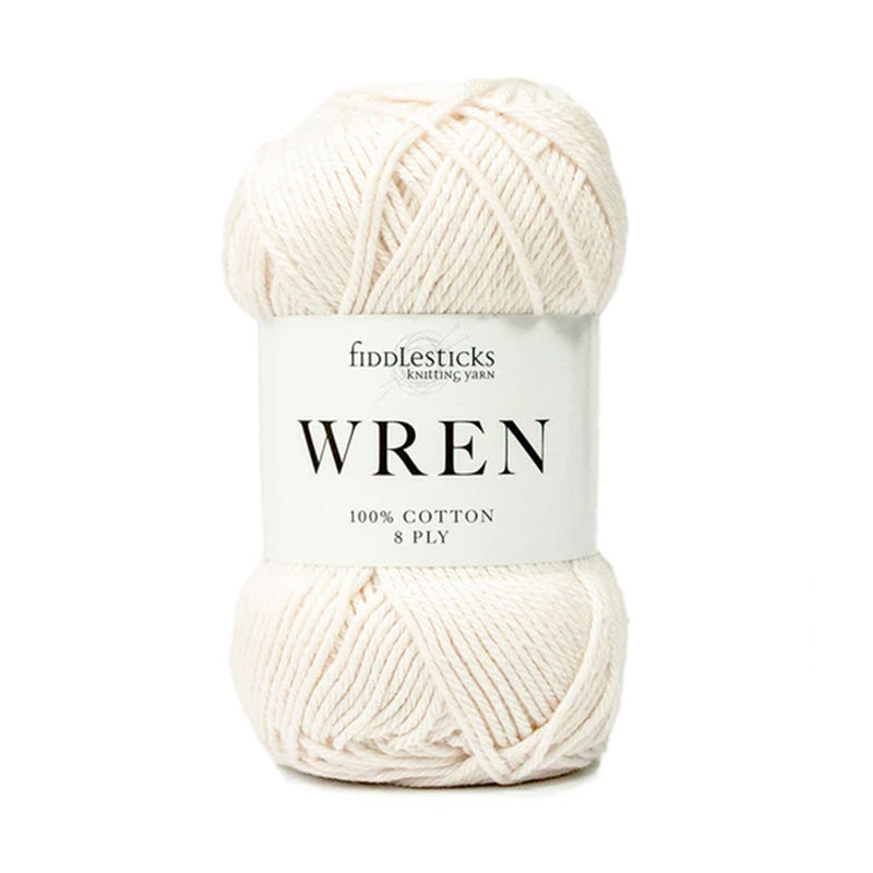 Fiddlesticks Wren 8ply Cotton Yarn 50g - Ivory