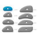 Set of gray and blue silicone rubber gaskets on a white background