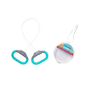Two turquoise dog training no-pull dog harnesses with a packaging container on a white background.