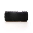 Black skein of yarn on a white background