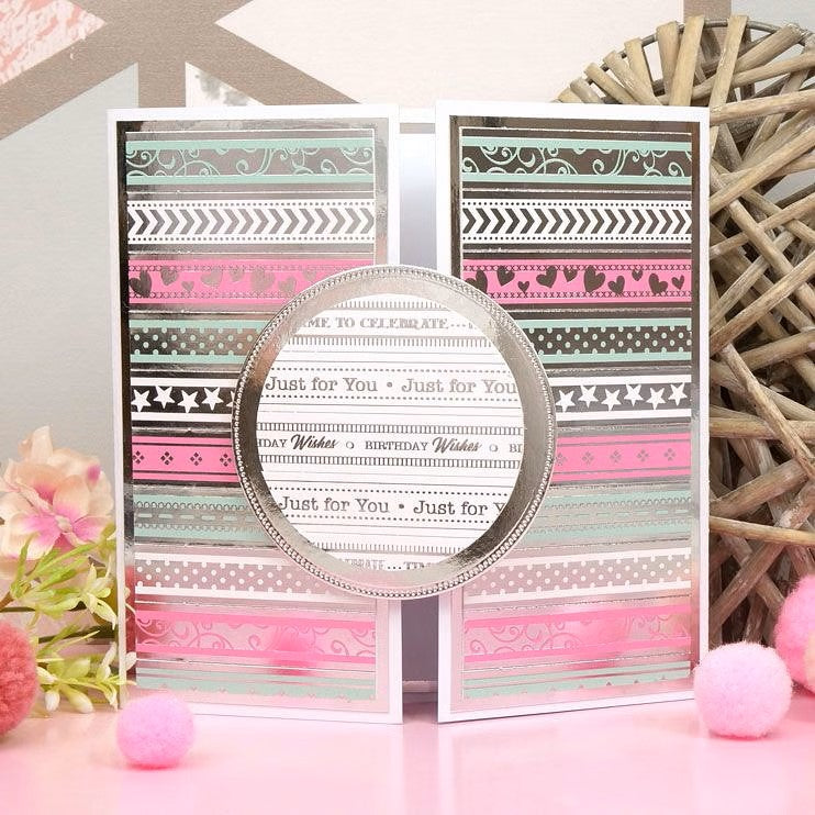 Hunkydory Essential Ribbon Borders - Silver Foiled Selection