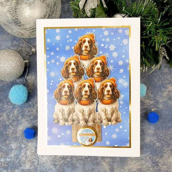 Hunkydory Christmas Labrador Retriever & English Springer Spaniel Decoupage Topper Sheet*