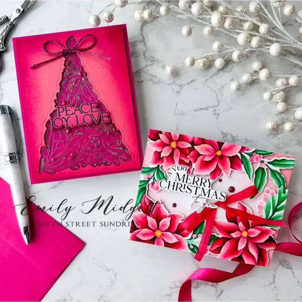 Pinkfresh Studio Stencils 4.25"X5.5" 6/Pkg Festive Foliage Tree*