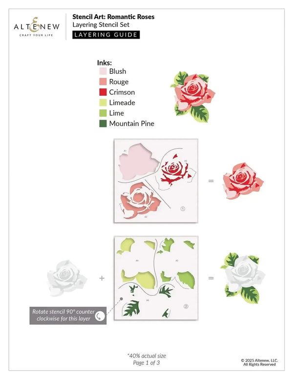 Altenew Stencil Art: Romantic Roses Layering Stencil Set (6 in 1)