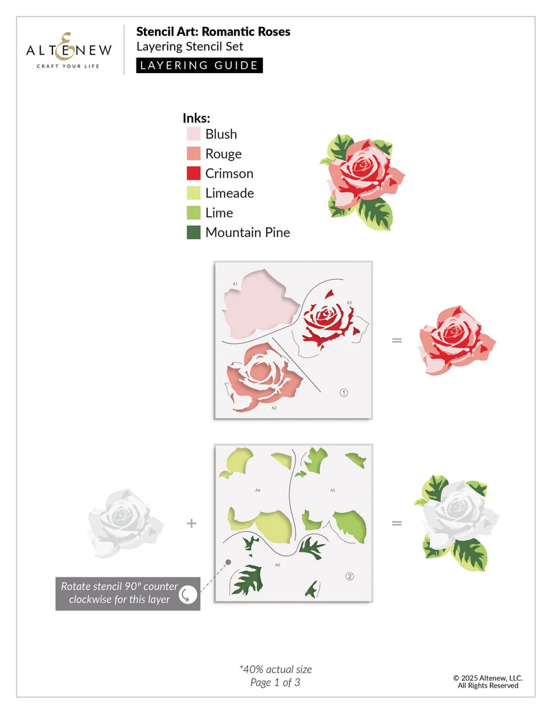 Altenew Stencil Art: Romantic Roses Layering Stencil Set (6 in 1)