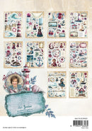 Collection of vintage-style illustrations with a lighthouse, children, and decorative elements on a beige background.