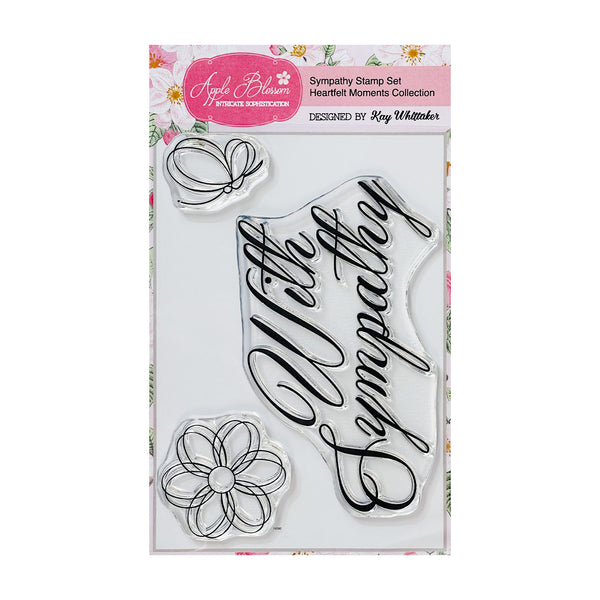 Apple Blossom A6 Stamp Set - With Sympathy Set of 3 - Heartfelt Moments