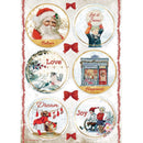 Stamperia Rice Paper Sheet A4 - Rounds, Romantic Christmas*