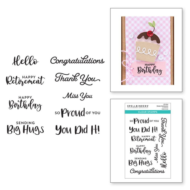 Spellbinders Clear Acrylic Stamps 4 x 6 inch - Simple Sentiments*