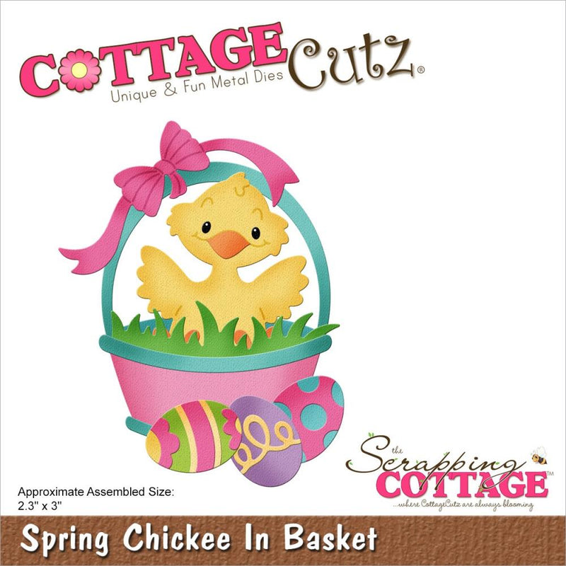 CottageCutz Dies - Spring Chickee In Basket 2.3"x3"*