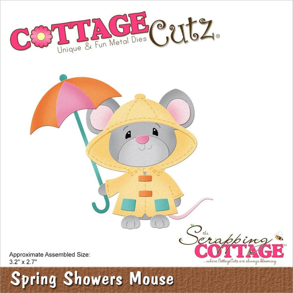 CottageCutz Dies - Spring Showers Mouse 3.2"x2.7"*