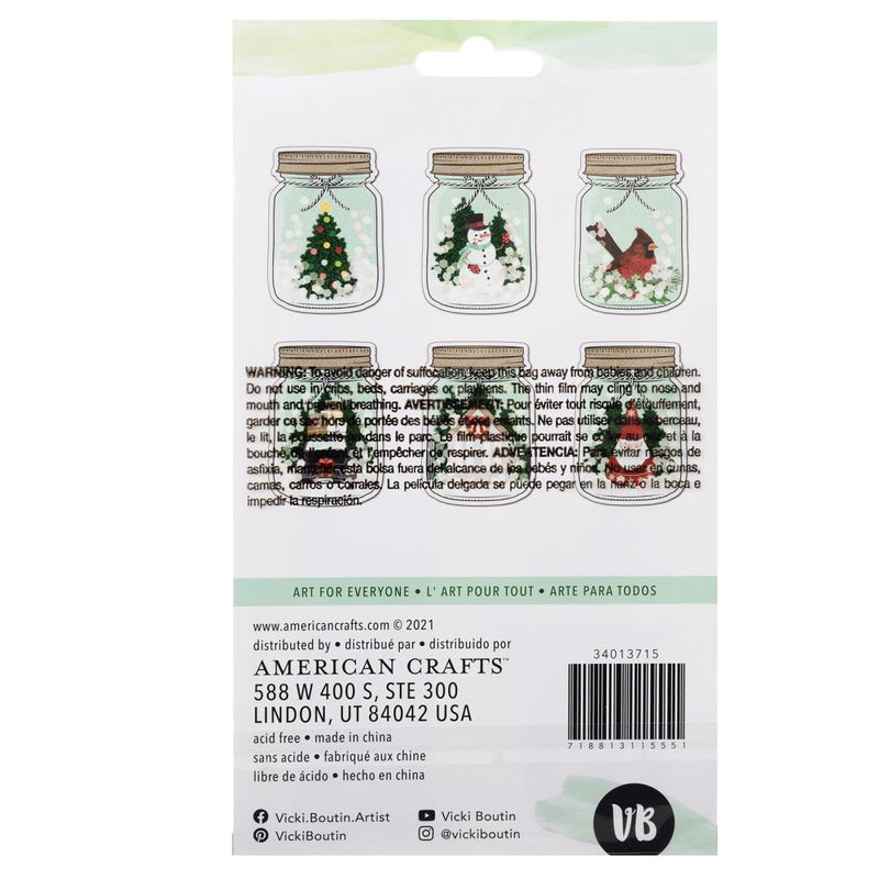 Vicki Boutin Evergreen & Holly Shaker Stickers 6 Pack - Mason Jar*