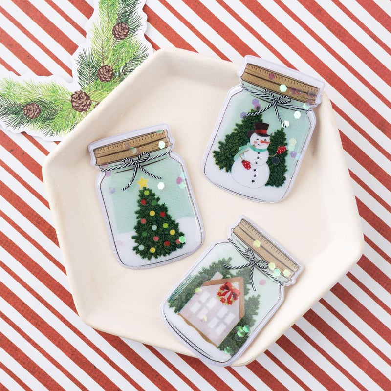 Vicki Boutin Evergreen & Holly Shaker Stickers 6 Pack - Mason Jar*