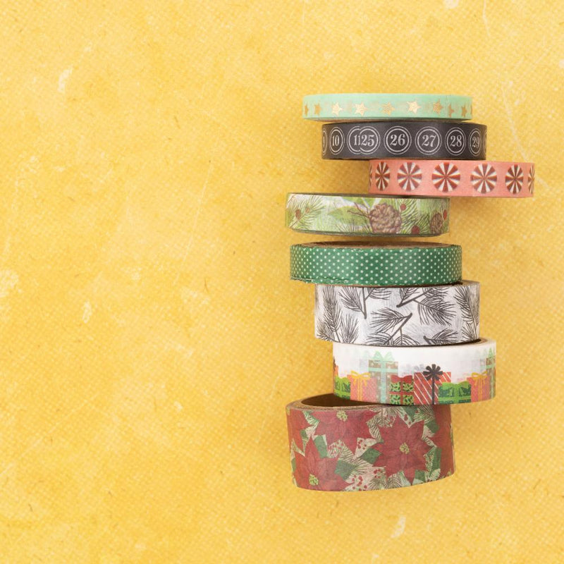 Vicki Boutin Evergreen & Holly Washi Tape 8 pack with Gold Foil Accents*