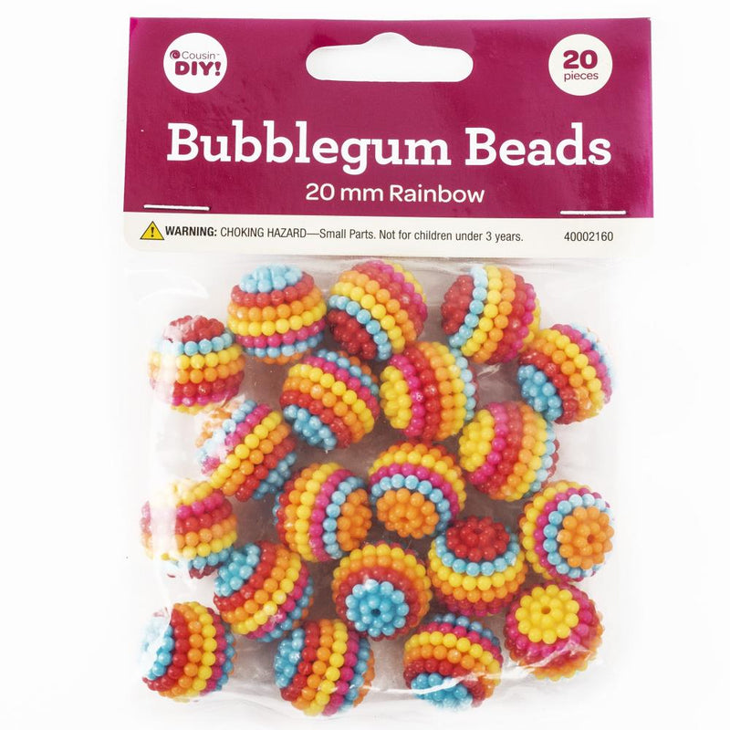 CousinDIY Bubblegum Bead 20mm, 20 pack - Rainbow*