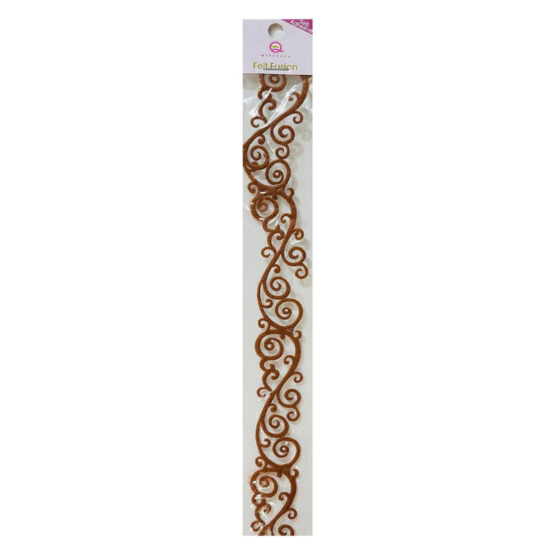 Queen & Co 12" Self-Adhesive Felt Fusion - Classic Scroll - Brown*