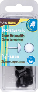 Dritz Home Decorative Nails 7/16" 24 pack - Black Smooth Head*
