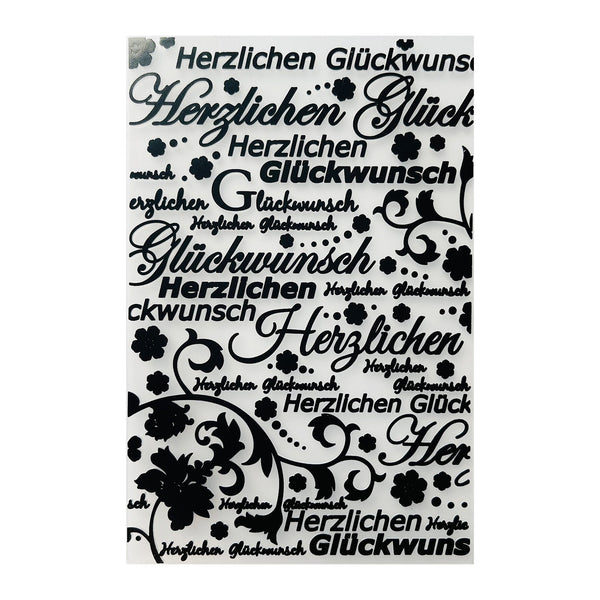 Poppy Crafts Embossing Folder #112 - 4"x6" - German Congratulations