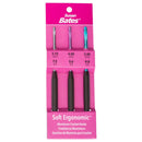 Susan Bates Silvalume Soft Ergonomic Crochet Hook Set Sizes Sizes F5/3.75mm, G6/4mm & H8/5mm