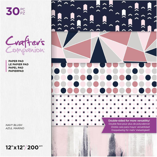 Crafter's Companion Double-Sided Paper Pad 12"x 12" 30 pack  Navy Blush*