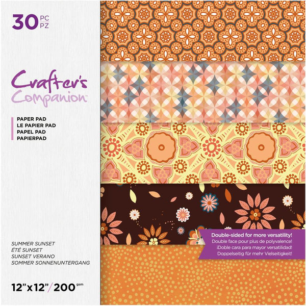 Crafter's Companion Double-Sided Paper Pad 12"x 12" 30 pack  Summer Sunset*