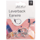 John Bead Earwire Leverback 15mm 12 pack  Silver*