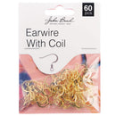 John Bead Earwire with Coil 60 pack  Gold*