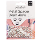 John Bead Metal Spacer Bead 4mm 115 pack  Silver*