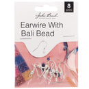 John Bead Earwire w/ Bali Bead 8 pack  Silver*