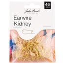 John Bead Earwire Kidney 19x10mm 46 pack  Gold*
