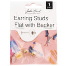 John Bead Earring Studs Flat with Barrel Clutch 12mm 1Pair Gold*