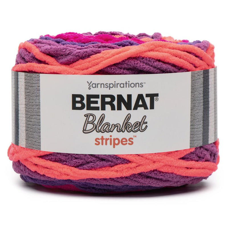 Bernat Blanket Stripes Yarn - Neon Plum^