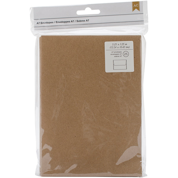 American Crafts A7 Envelopes (5.25"X7.25") 25/Pkg - Kraft