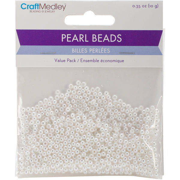 Pearl Beads Value Pack 3mm White 850/Pkg