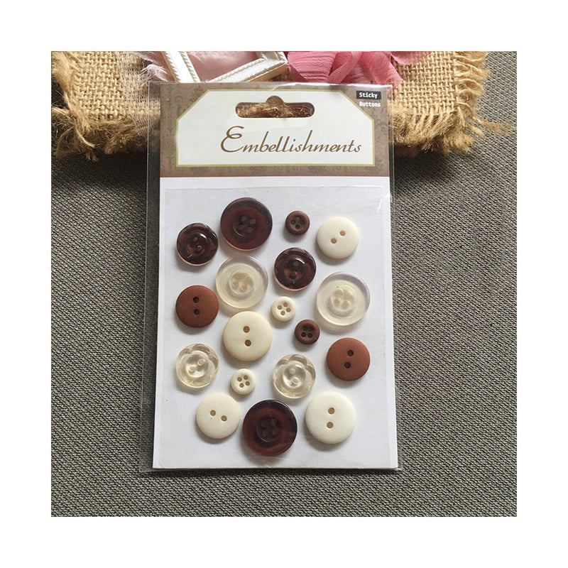 Poppy Crafts Self Adhesive Buttons - Chocolate 18pcs*