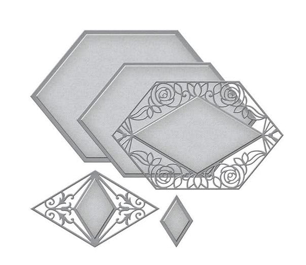 Spellbinders Flourished Fretwork Etched Die By Becca Feeken - Rosa Diamante*
