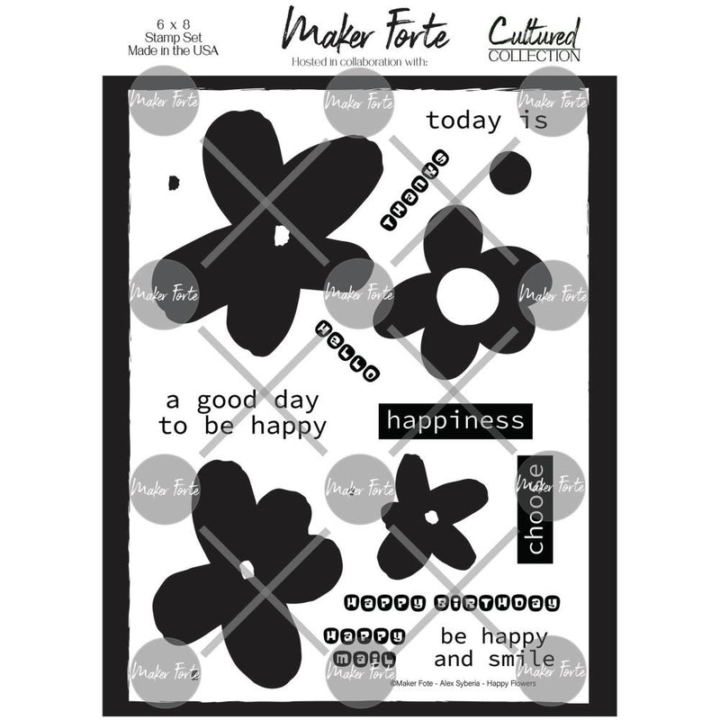 Maker Forte Clear Stamps By Alex Syberia Design 6in x 8in - Happy Flowers*