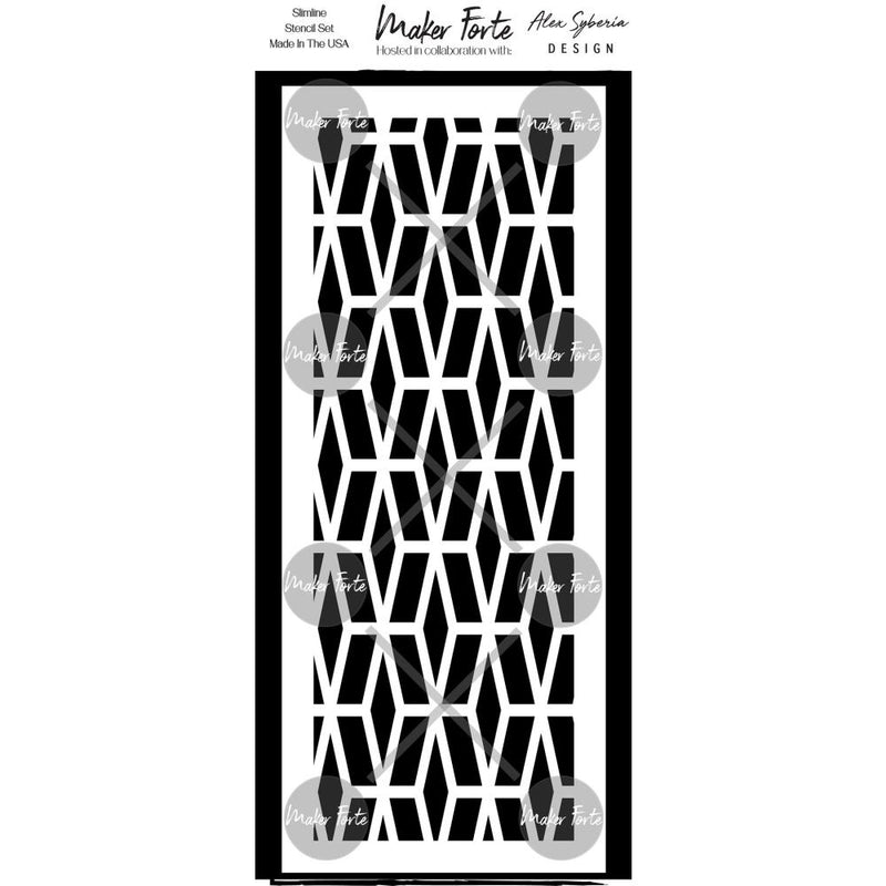 Maker Forte Stencils By Alex Syberia Design 4"X8" - Diamonds & Parallelograms Slimline*