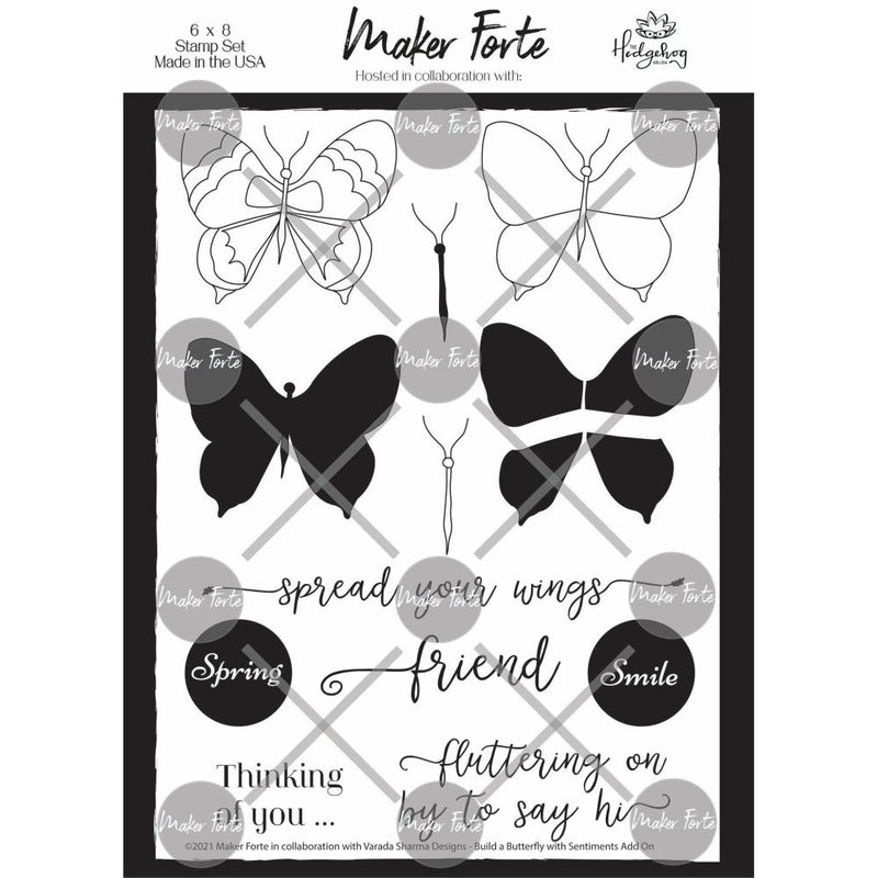 Maker Forte Clear Stamps By Varada Sharma Designs 6"X8" - Build A Butterfly Add On*