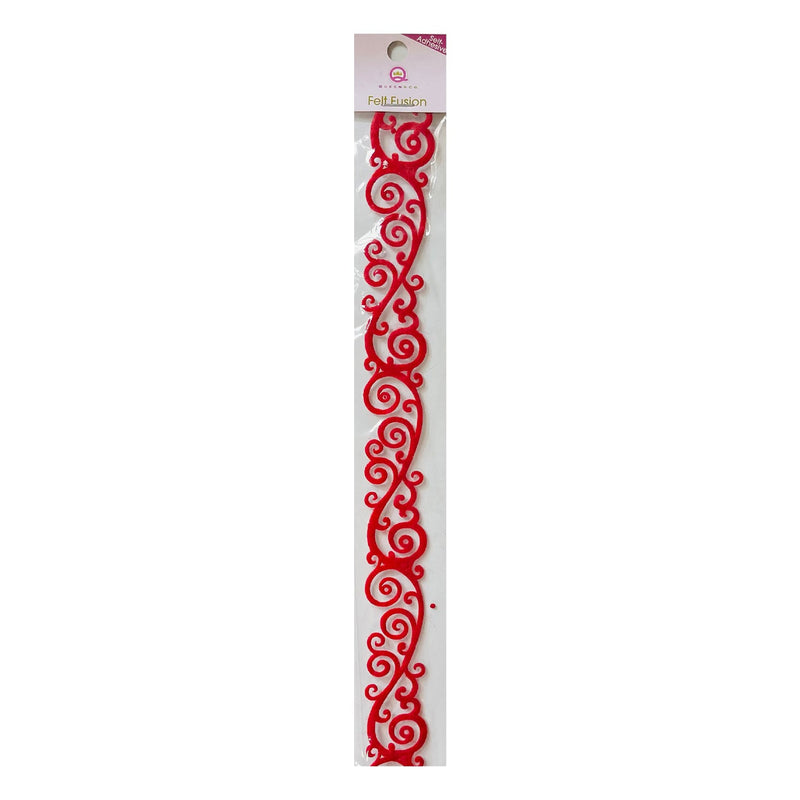 Queen & Co 12" Self-Adhesive Felt Fusion - Classic Scroll - Red*