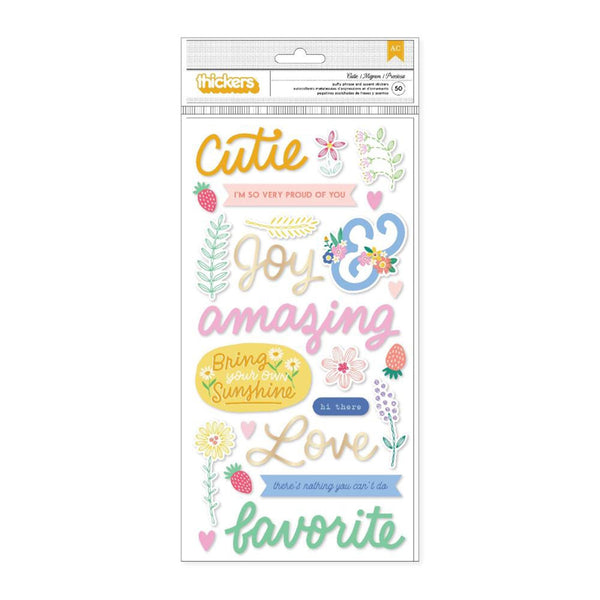 American Crafts Hello Little Girl Thickers Stickers w/ Gold Foil 50/Pkg - Phrase