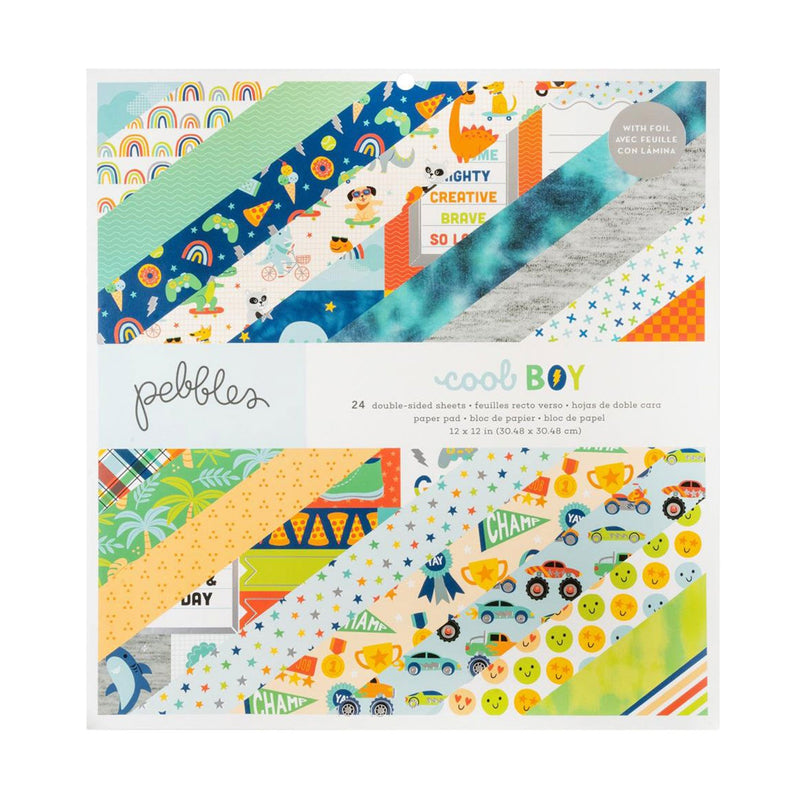 Pebbles Double-Sided Paper Pad 12"x 12" 24/Pkg - Cool Boy*