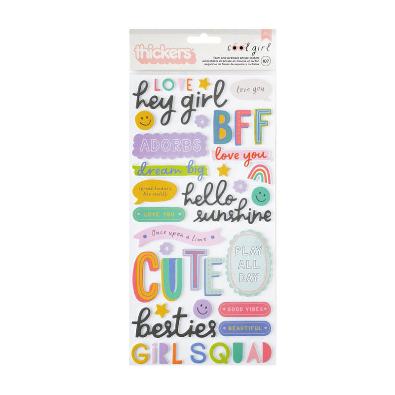 Pebbles Cool Girl Thickers Stickers 107/Pkg - Phrase