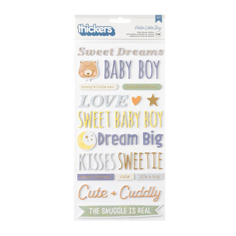 American Crafts Hello Little Boy Thickers Stickers 136/Pkg - Phrase*