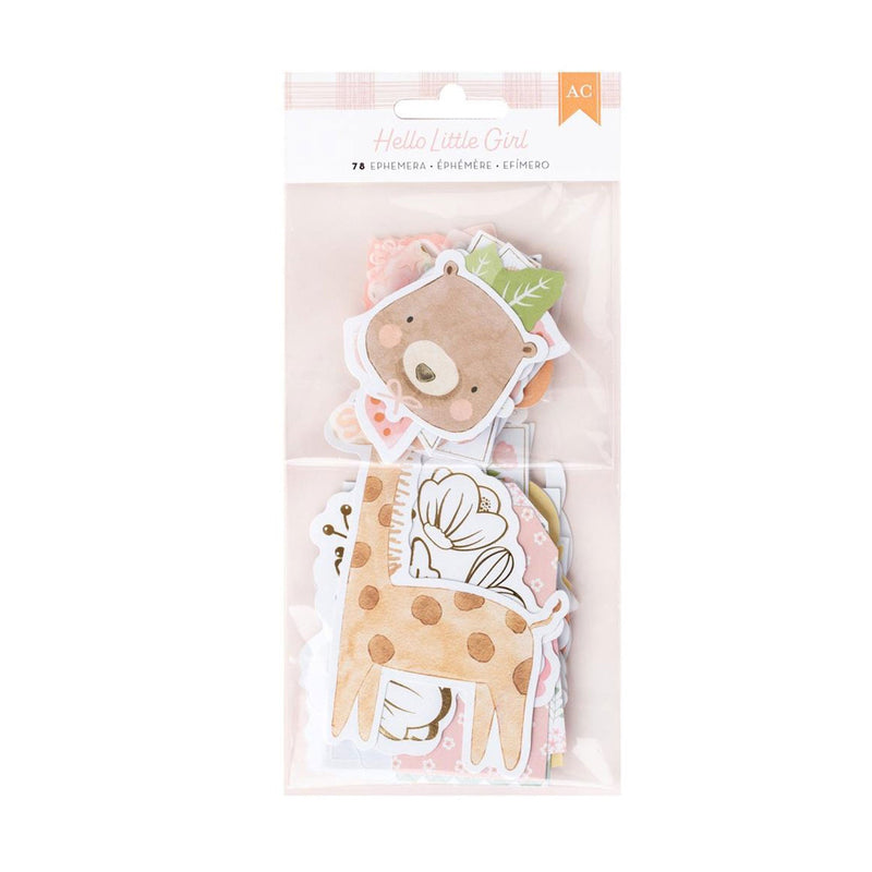 American Crafts Hello Little Girl Ephemera Die-Cuts w/Gold Foil 78/Pkg - Icons*