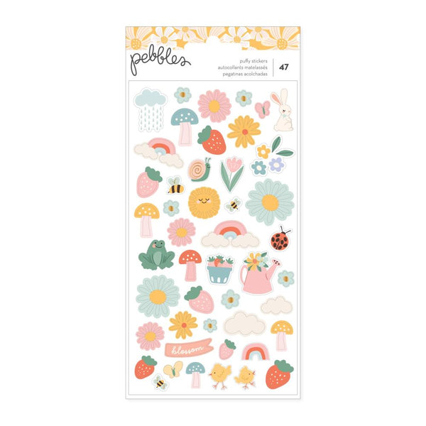 Pebbles Sunny Bloom Puffy Stickers 47/Pkg - Icons