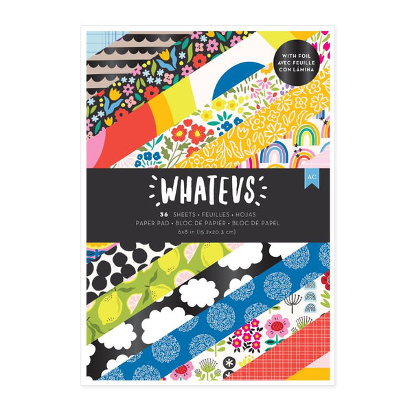 American Crafts Double-Sided Paper Pad w/Black Foil 6"x 8" 36/Pkg - Whatevs