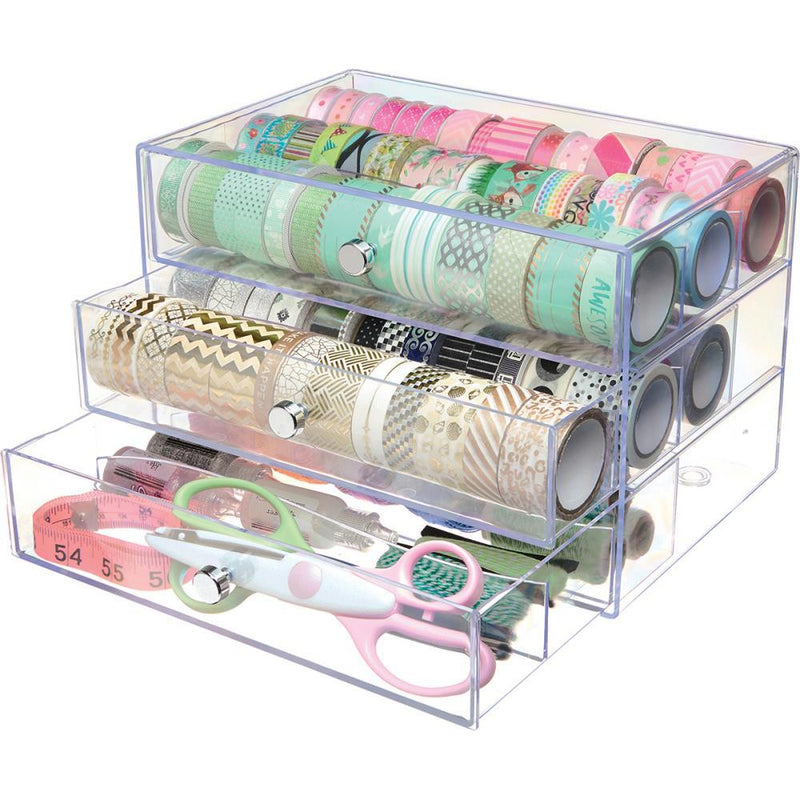 Deflecto Washi Tape Storage Cube Clear, 10inch Wx7inch Hx6.8inch D