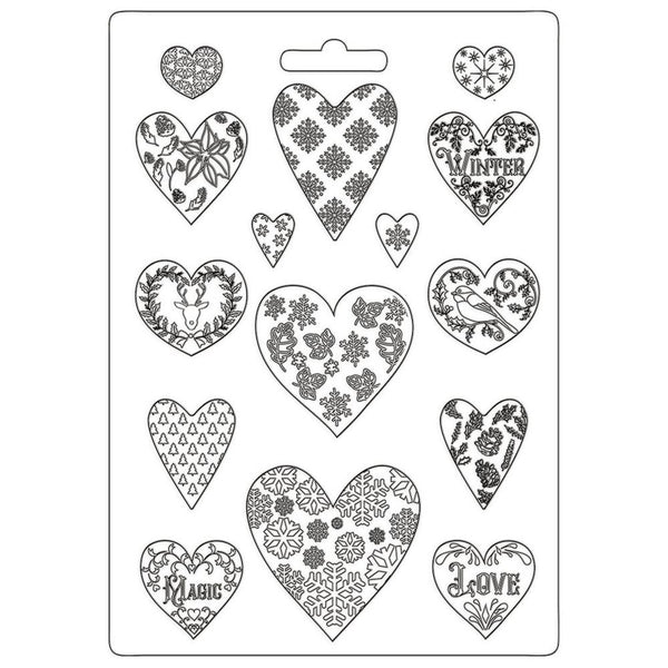 Stamperia Soft Maxi Mould 8.5"x 11.5" - Hearts, Christmas Patchwork*