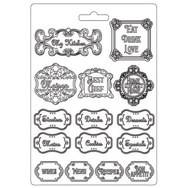 Stamperia Soft Maxi Mould 8.5"X11.5" - Labels, Casa Granada*